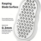 Double-sided foot file blade with perforated stainless-steel surface, white handle