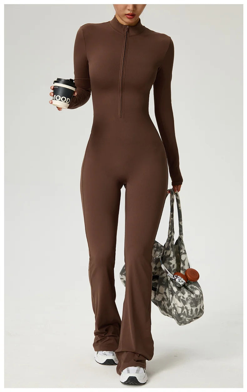 Long Sleeve Fitness Jumpsuit — Polyamide & Elastane
