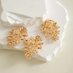 Gold-tone leaf and pearl cluster drop earrings