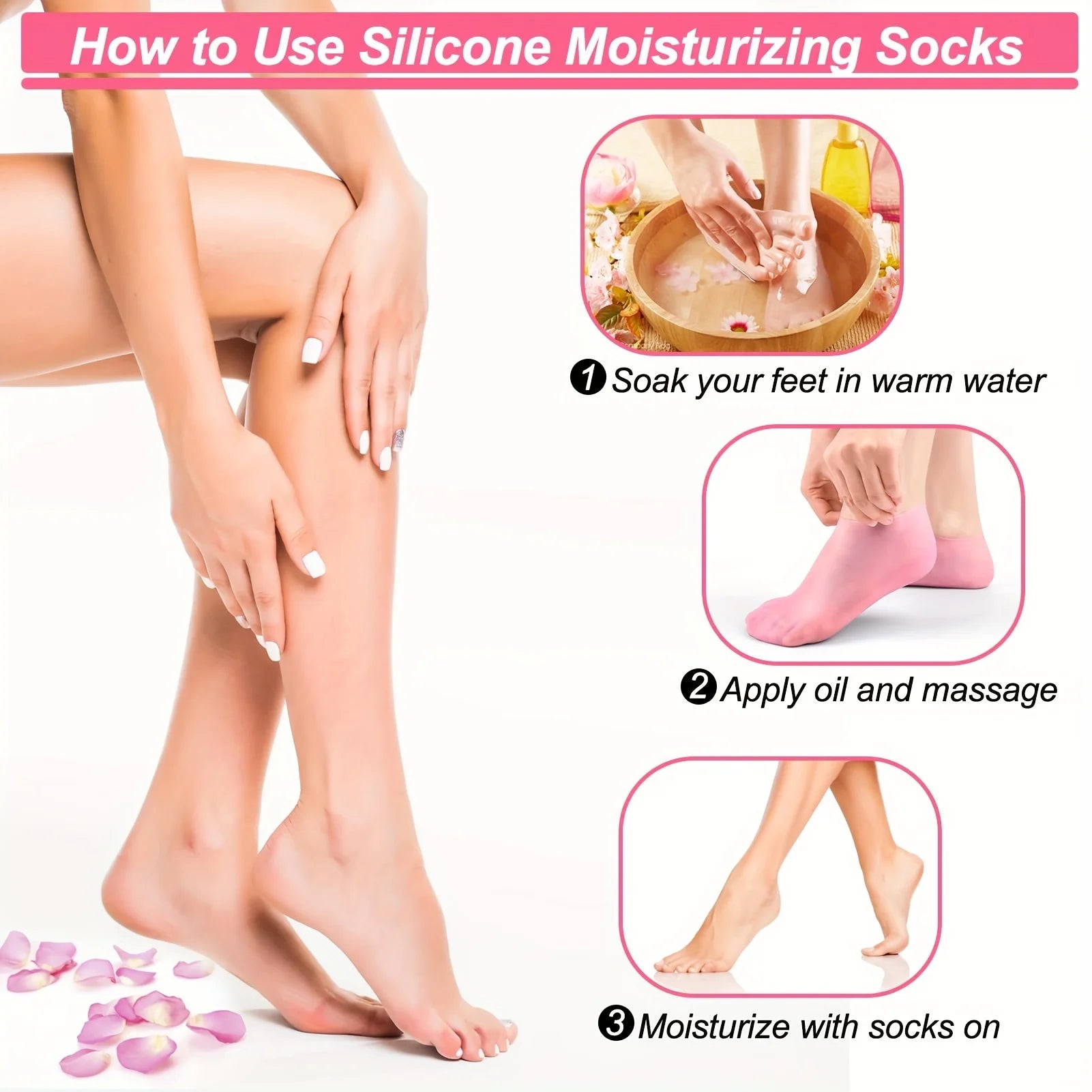 Silicone Moisturising Foot Socks — 2 Pack, Dry & Cracked Heel Care