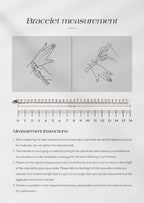 Bracelet measurement guide with ruler scale and hand sizing illustrations