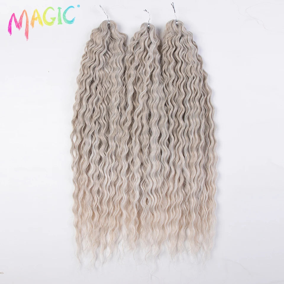 Synthetic ombre water-wave crochet braids set, light gray
