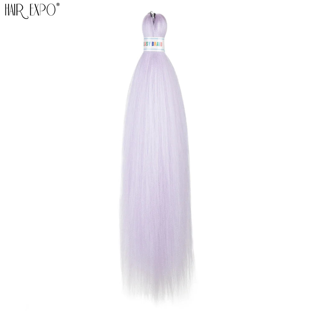 Synthetic braiding hair bundle, light lavender to pale white straight strands