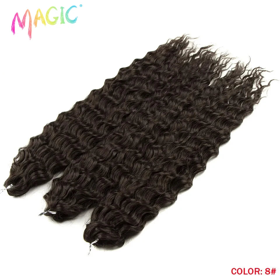 Synthetic water wave crochet braid hair, dark brown curly wavy braids