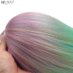 Multicolor synthetic braiding hair extension bundle, green purple and pink blend