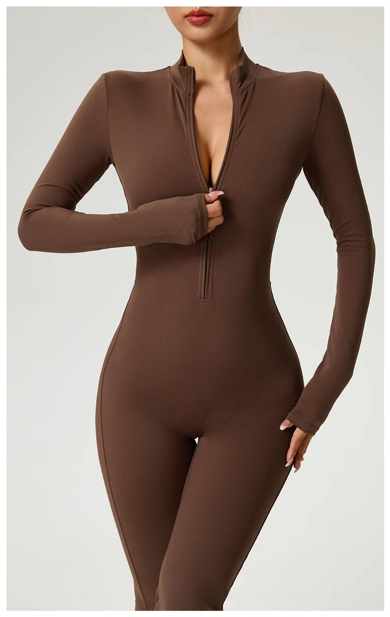 Long Sleeve Fitness Jumpsuit — Polyamide & Elastane