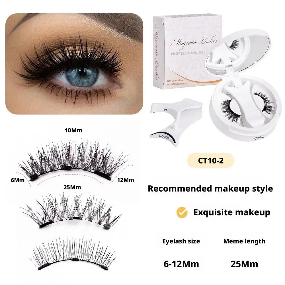 Magnetic faux mink eyelash set with black wispy full lashes, curved band and case