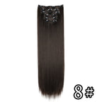 Straight synthetic hair extension, dark brown with black clip-in combs