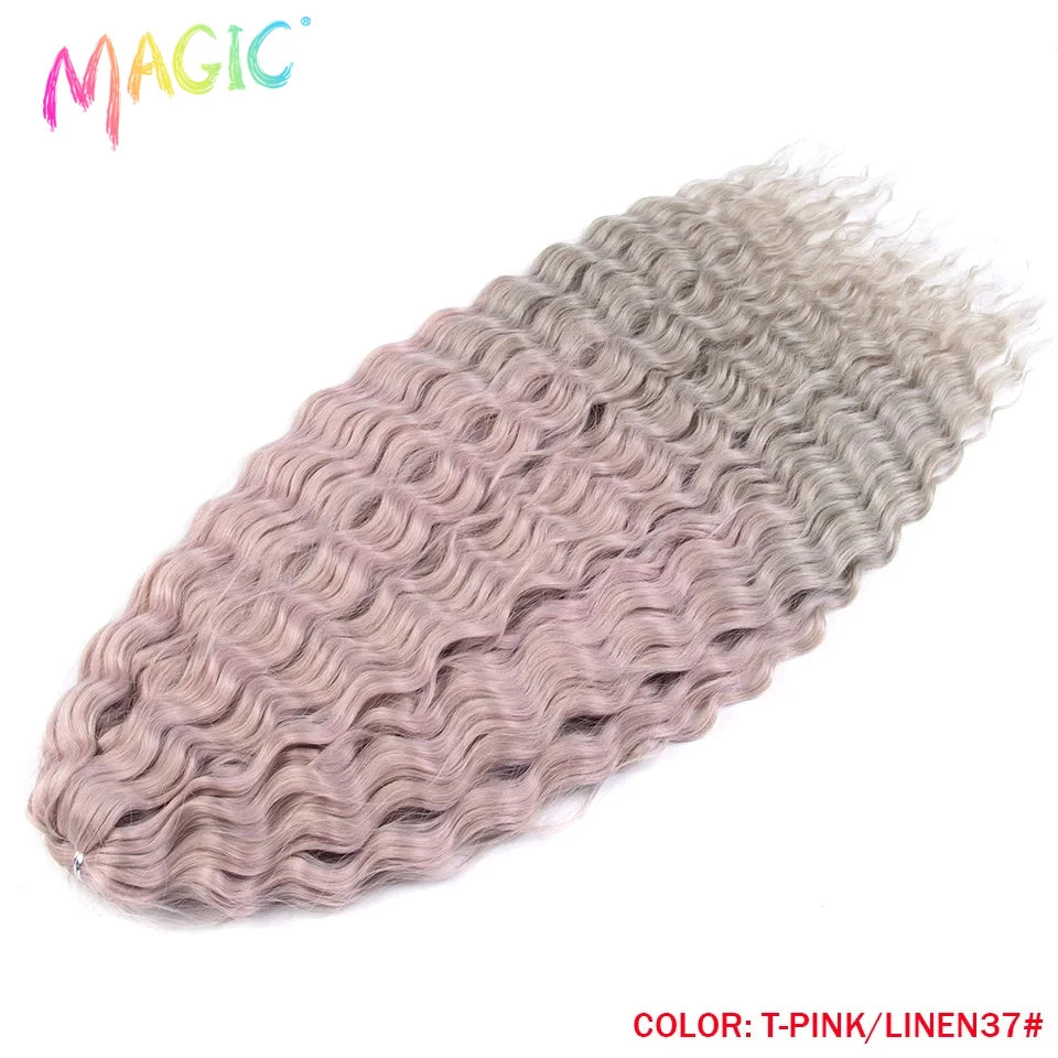 Synthetic ombre curl crochet braids, wavy texture in pale gray-pink tones