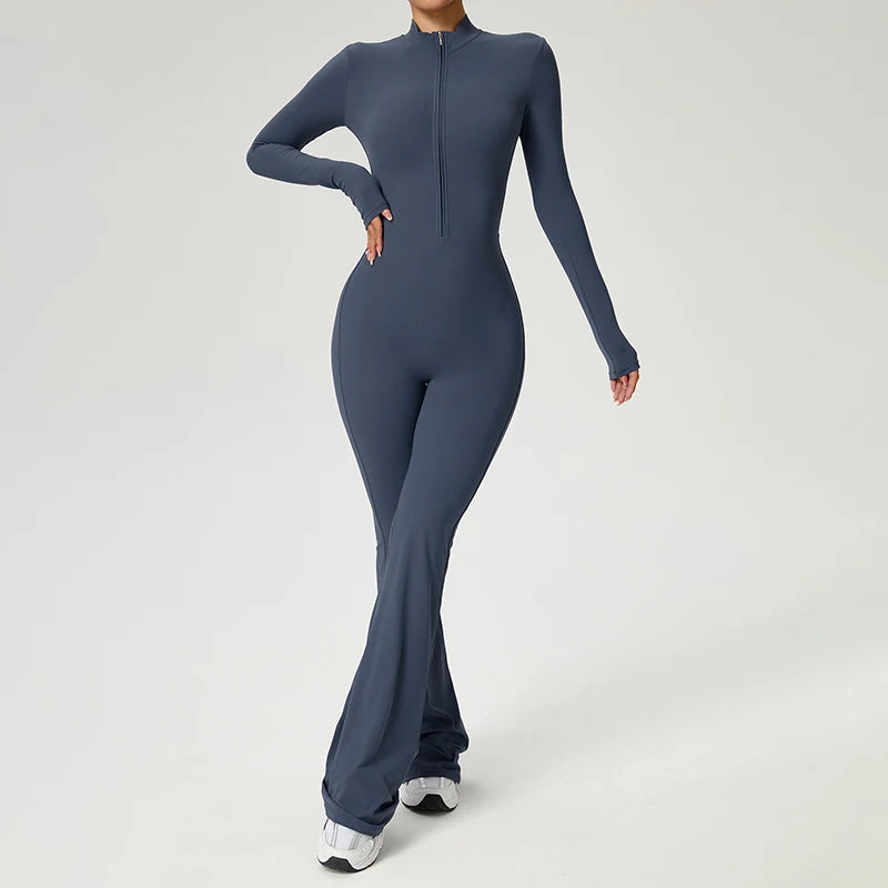 Long Sleeve Fitness Jumpsuit — Polyamide & Elastane