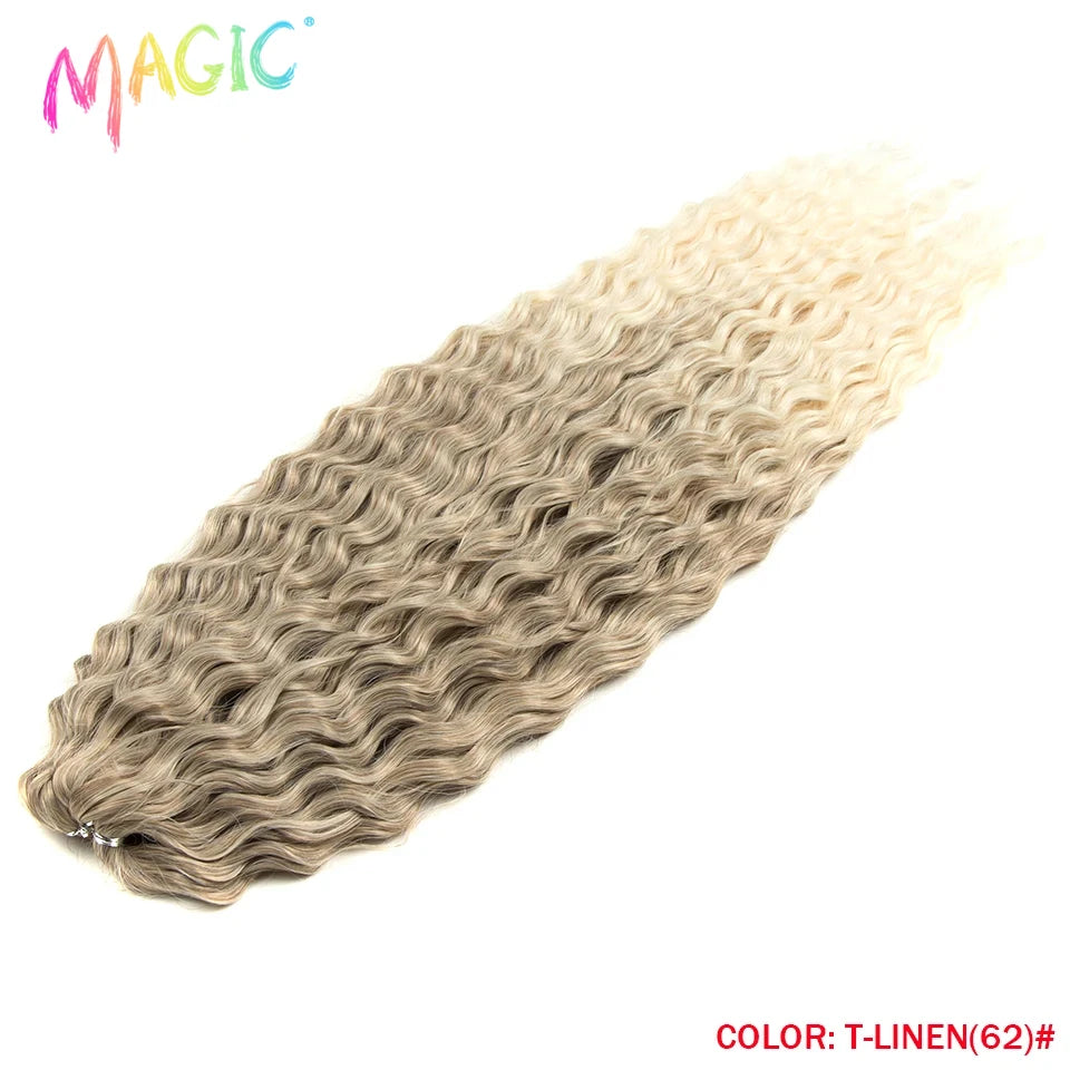Synthetic crochet braids hairpiece, wavy light beige-toned curls