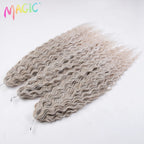 Synthetic water-wave crochet braids bundle, light gray ombre