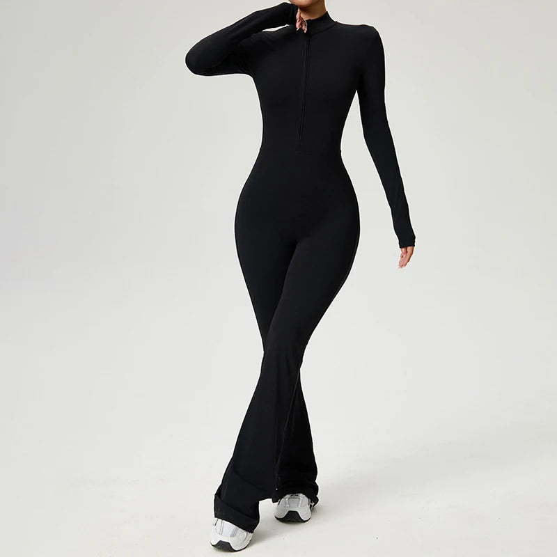 Long Sleeve Fitness Jumpsuit — Polyamide & Elastane