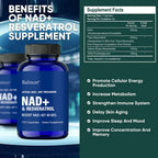 NAD+ Supplements with Resveratrol & Vitamin B3 — Cellular Wellness Boost