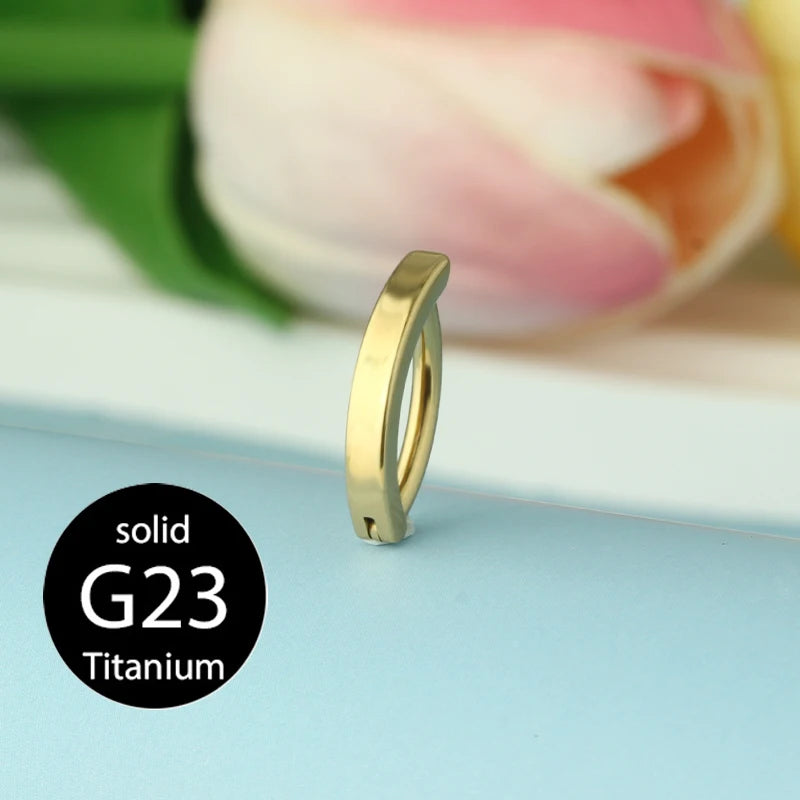 G23 titanium belly button clicker ring, gold-tone hinged hoop