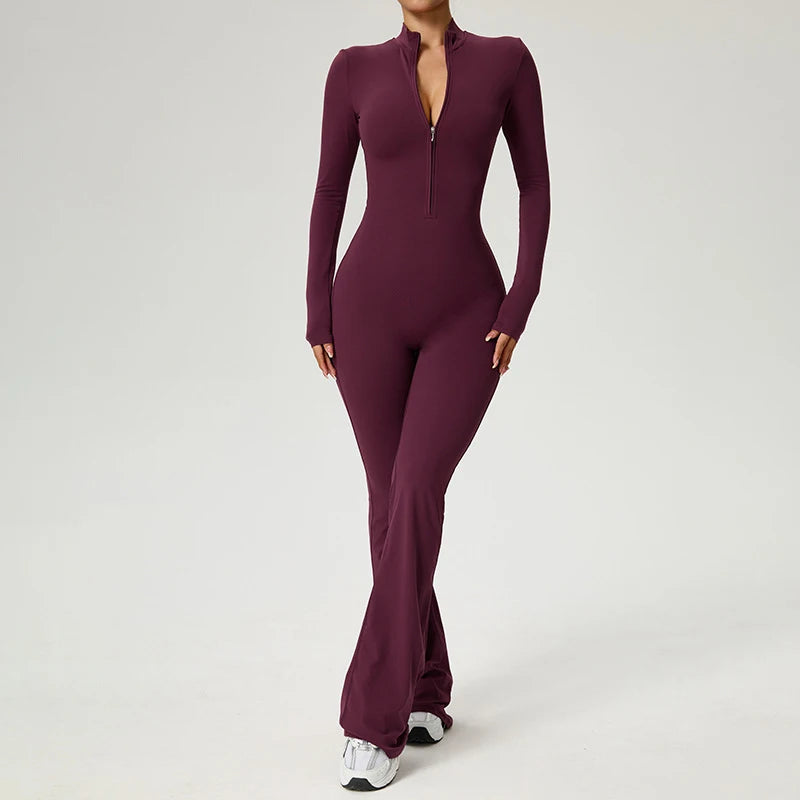 Long Sleeve Fitness Jumpsuit — Polyamide & Elastane
