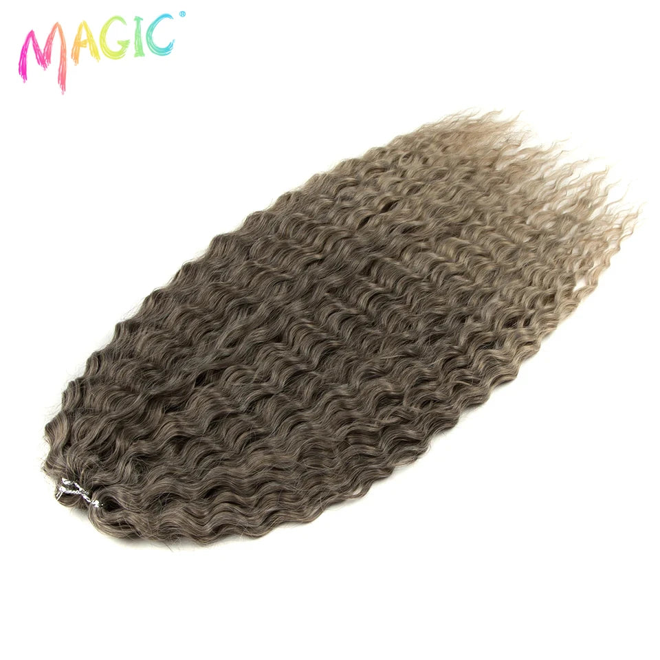 Water-wave crochet braids bundle, medium brown curly texture
