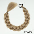 Honey blonde braided ponytail extension with elastic loop hair tie