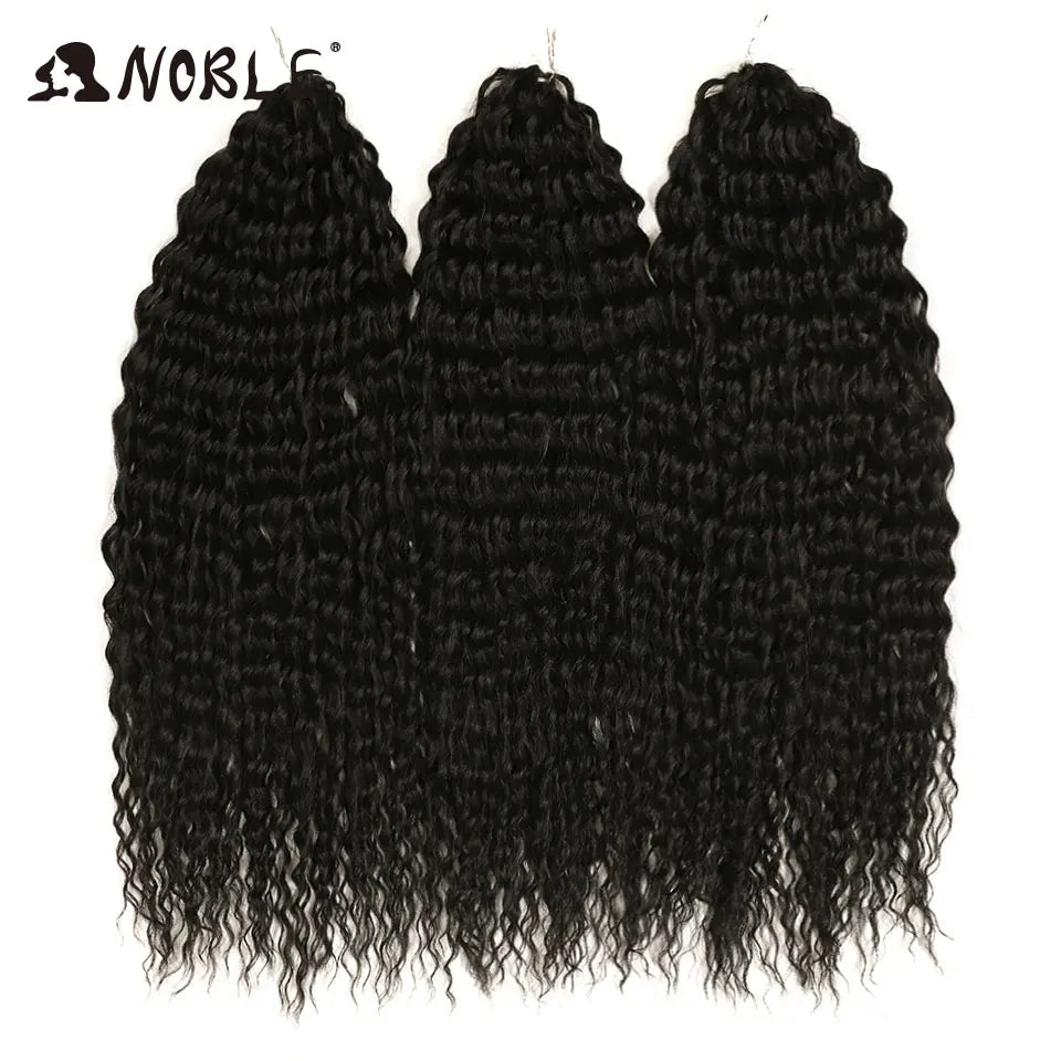 Synthetic crochet braids with water-wave curls, solid black