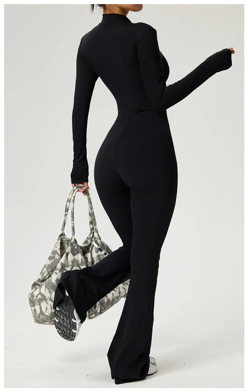 Long Sleeve Fitness Jumpsuit — Polyamide & Elastane