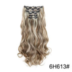 Full head clip-in hair extension, long wavy ash blonde with snap clips