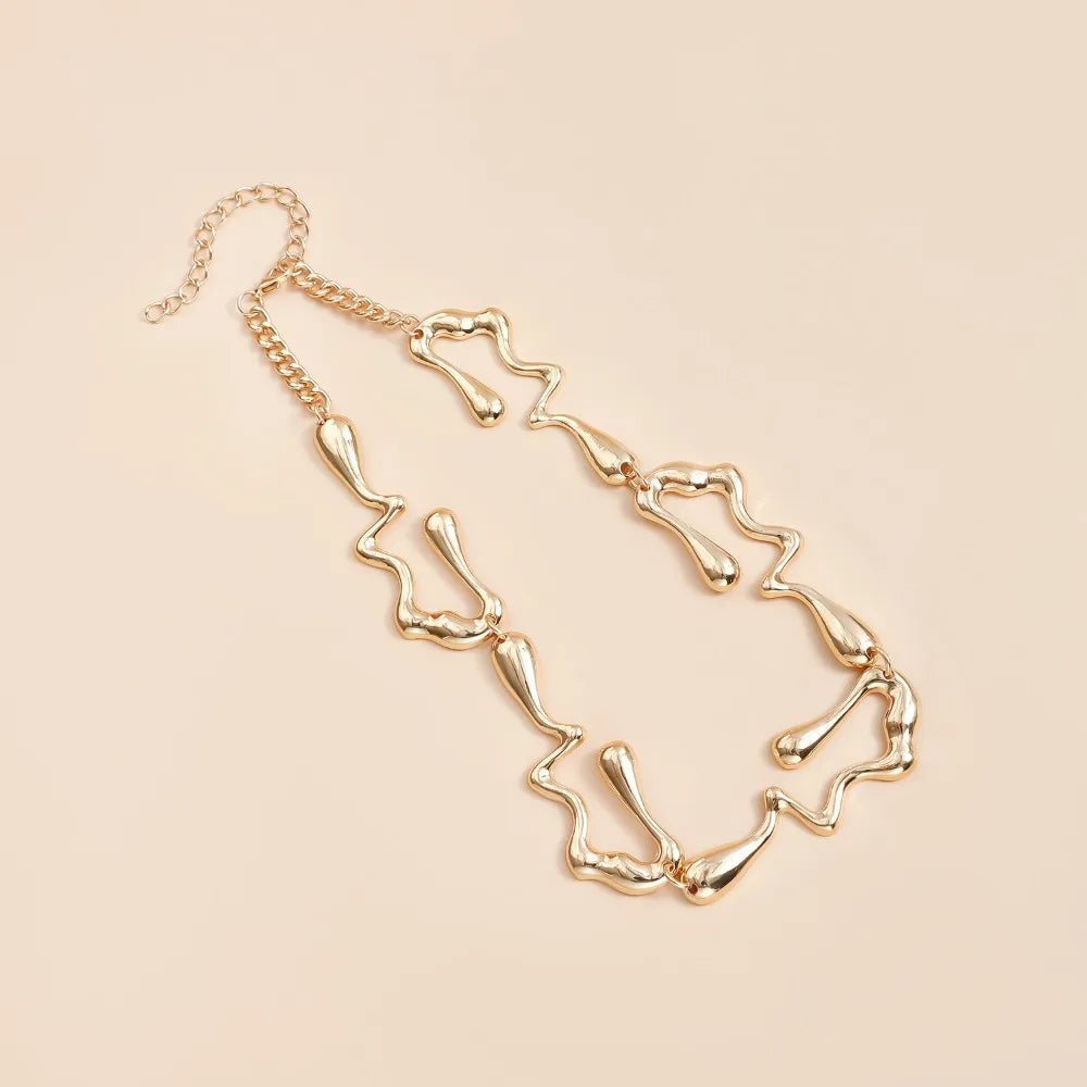 Gold-tone lava drip choker necklace, chain link design