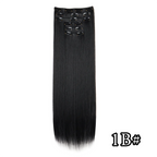 Full head clip-in hair extensions, long straight black hair with comb clips, 1B#
