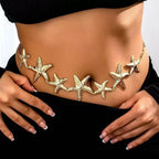 Starfish waist belly chain with gold-tone starfish links along the waistband
