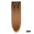 Full head clip-in hair extensions, long wavy dark brown hair with comb clips, 30#