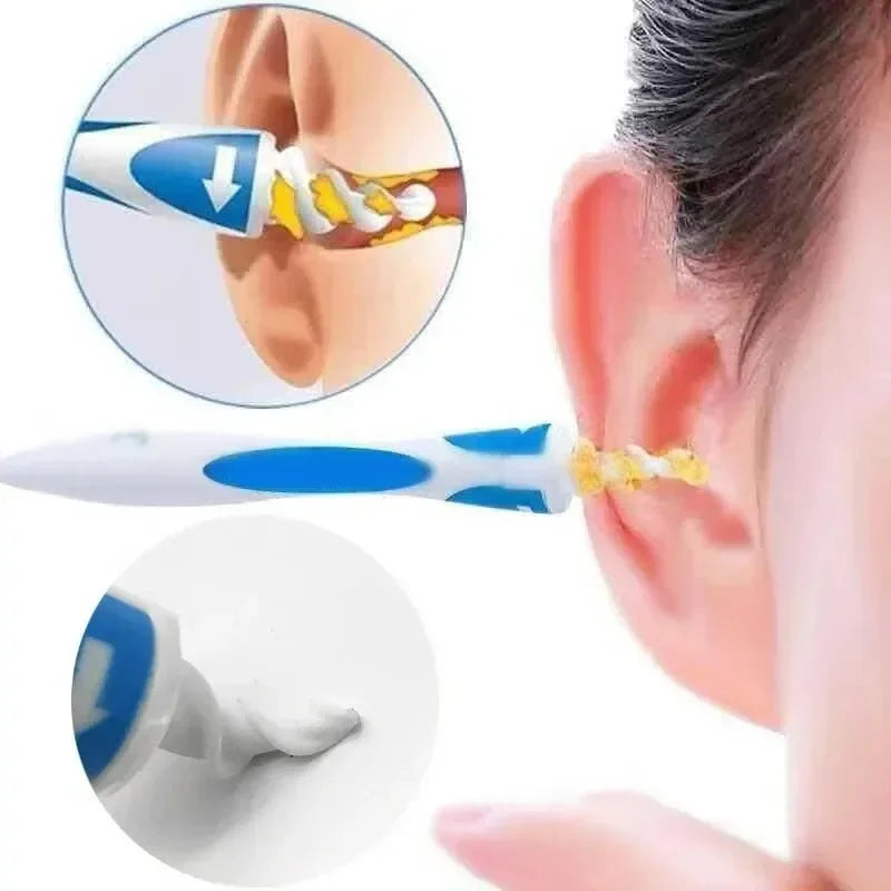 Silicone Ear Wax Remover Tool — 16 Replacement Tips, Safe Spiral Ear Cleaner