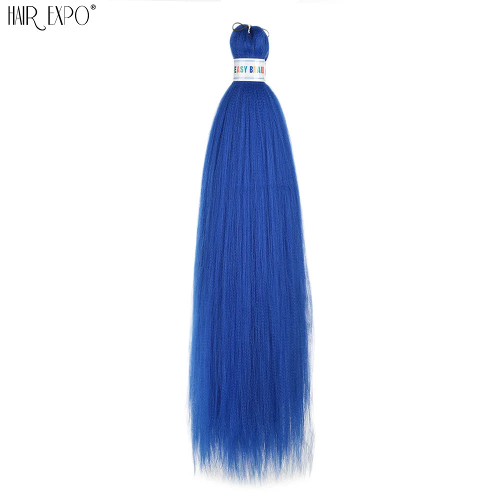 Pre-stretched braiding hair extension bundle, blue ombre to lighter blue tips