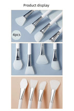 Silicone face mask brush set of four, white silicone heads with chrome connectors and white handles