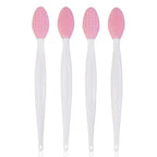 Silicone face cleansing brush set with light pink oval heads and white handles